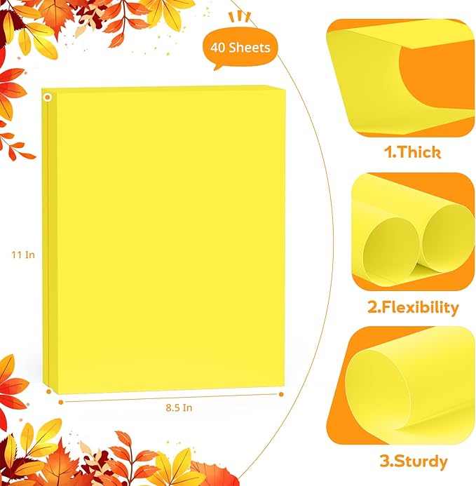 Lemon Yellow Cardstock 8.5 x 11, Bright Color Paper, 40 Sheets Yellow Paper, Colored Cardstock for Invitations, Art, Drawing, Menus, DIY Cards, Tags, Crafts Certificates, School, Office Printing