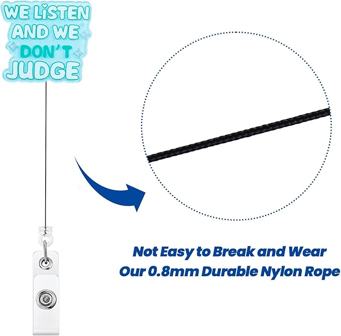 We Listen and We Don't Judge Funny Office Badge Reel | Retractable ID Card Badge Holder | Name Work Badge Clip for RN LPN CNA MA ER Night Shift Nurse Nursing Student Doctor Teacher | Coworker Gifts