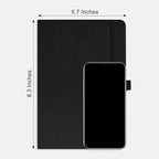 RETTACY Bullet Dotted Journal Notebook, 256 Pages, A5 Medium Size (5.7'' × 8.3''), Leather Hardcover, 120 GSM Thick Paper, for Bullet Journaling, Planning, Tracking (Black)
