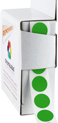 ChromaLabel 1/2 Inch Circle Labels, Easy to Write On Round Color Coding Labels, Removable Sticky Dots - 1000 Label Stickers per Dispenser Box, Green Dot Labels