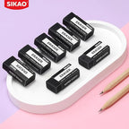 Black Erasers, 6 Pack Block Pencil Erasers – Smudge-Free Latex-Free Art Erasers for Kids & Adults Artists, Clean Erase for School, Homework, Office & Drawing