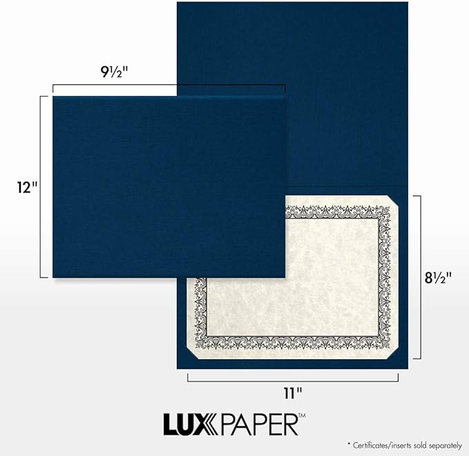 LUXPaper 9.5" x 12" Certificate Holders | Nautical Blue Linen | 100lb. Cover | 25 Qty
