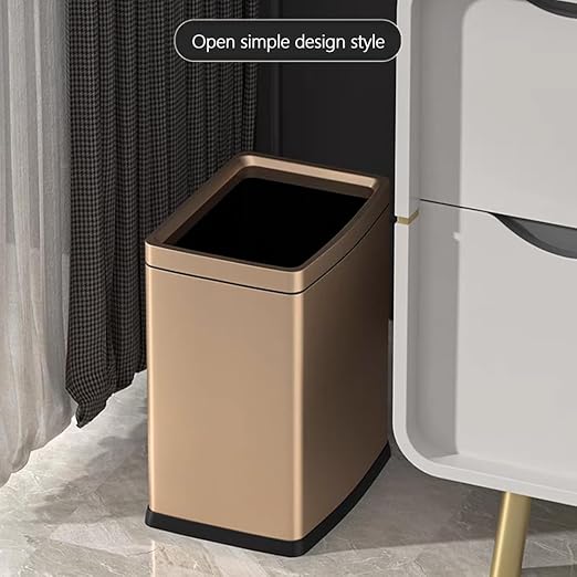 YOJIA 4.7 Gallon/18L Brushed Gold Bathroom Trash Can, Open Top Slim Dual Wastebaskte Simple Human Stainless Steel Garbage Can for Commercial Home Kitchen Office (18L Champagne Gold)