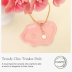 CCINPPY Ceramic Jewelry Tray Trinket Dish, Decorative Cloud Vanity Key Tray for Women, Ring Holder Dish, Cute Jewelry Plate Bowl Room Decor Aesthetic, Pink, Medium
