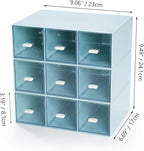 OSteed Desktop Drawers, Desk Organizer with 9 Drawers, Stackable Plastic Storage Box for Home Collection, Cosmetics, Jewelry, Office Supplies (3 Tiers, Blue)