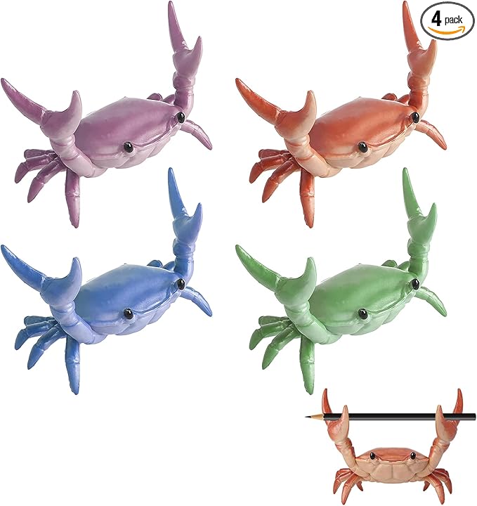4PCS Desk Crab Pen Holder,Creative Crab Pen Holder,New Cute Crab-Shaped Pen Holders,Weightlifting Crabs Penholder Bracket Storage,Funny Desk Decor for Office Desks,Shop Windows,Home(Mix)
