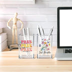 Vgrti Just breathe 2 Pack Acrylic Cosmetic Pencil Pen Holder Cup, Hope Inspirational Makeup Brush Organizer Holder, Women Faith Gifts, Christian Encouragement Gifts for Women Mom Daughter Teacher