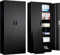 TaskStorz Metal Garage Storage Cabinets,71” Tall Metal File Cabinet with 5 Adjustable Shelves, Lockable Storage Cabinets for Office, Home, Garage, Warehouse 71" H x 32" W x 16" D (Black)