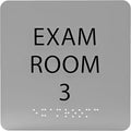 ADA CENTRAL SIGNS - 6" X6" Exam Room 3 Sign - ADA Compliant Tactile Graphics Grade 2 Braille Text Acrylic Wall Signs - Educational Institution Directional Assistance Test Center Door Sign for Schools
