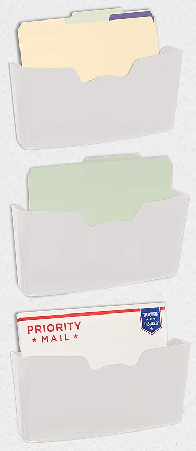 Simple Houseware Single Pocket Wall Mount for Hanging File Holder, 3 Packs, White