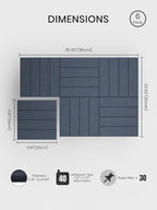 Bumusty Large Cork Board Alternative-36 x24 Felt Bulletin Board Tiles, with 30 Pushpins, 40 Adhesive Tabs, 6-Pack Slat Wall Paneling, Cork Boards for Office Push Pin Felt Board-Deep Charcoal Blue