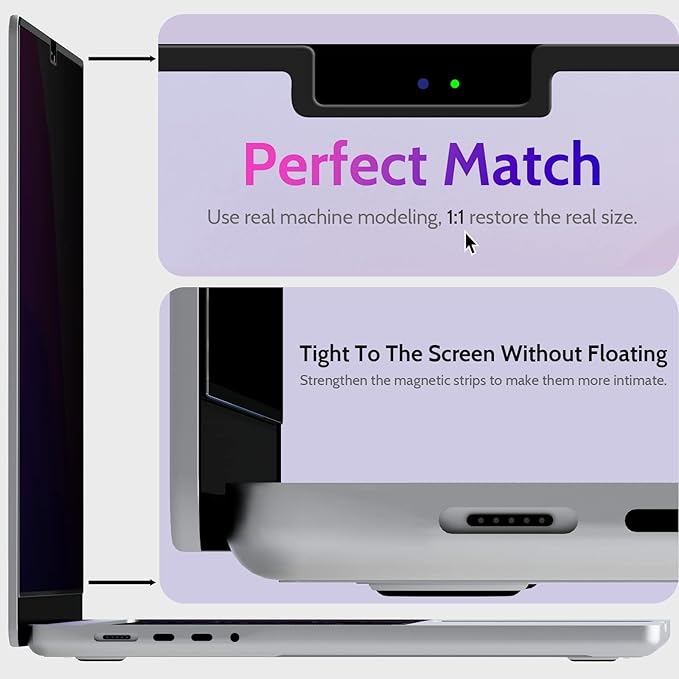 Peslv Magnetic Privacy Screen for MacBook Pro 14 Inch (2021-2025, M1, M2, M3, M4, M5), Removable Matte Blue Light Glare Filter for Mac Pro 14.2" Laptop Computer