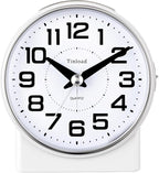 Tinload 4.3" No Ticking Analog Alarm Clock,Silent Readable for Seniors,Easy to Set,Gradual Rise Alarm,Big Numbers,On/Off Switch on Side,Gentle Wake,Snooze,Lighted on Demand,Battery Operated,White