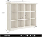 OSCHF Wooden Cube Bookcase with Base - Modern 3 Tiers Floor Standing Open Shelf Cabinet for Home and Office, 12-Cube Lattice Bookshelf, Warm White