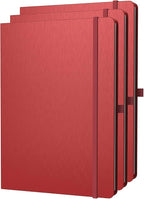 ONAVIA A4 Lined Journal Notebook, 8mm Ruled Notepad, Journaling for Writing, Work, School, Travel and Note Taking, Hardcover 160 Pages (80 Sheets) 8.27 x 11.6 inches (3 Pack Red)