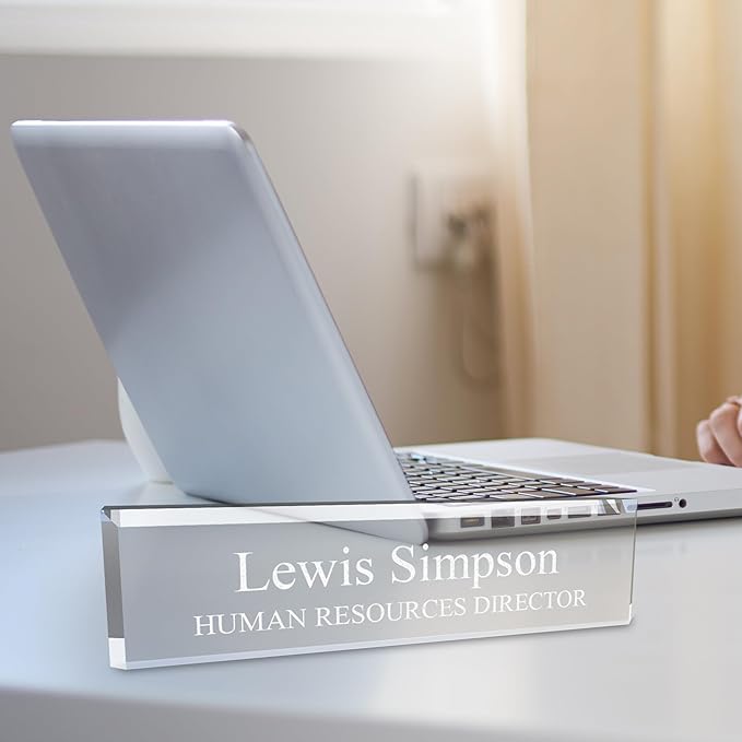 SignsByLITA Personalized Acrylic Desk Name Plate 2" x 10" - Office Desk Accessories Décor
