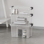 Superio Clear Storage Boxes with Lids, 21 Quart Plastic Container Bins for Organizing, Stackable Crates, BPA Free, Non Toxic, Odor Free, Organizers for Home, Office and Dorm, 4 Pack