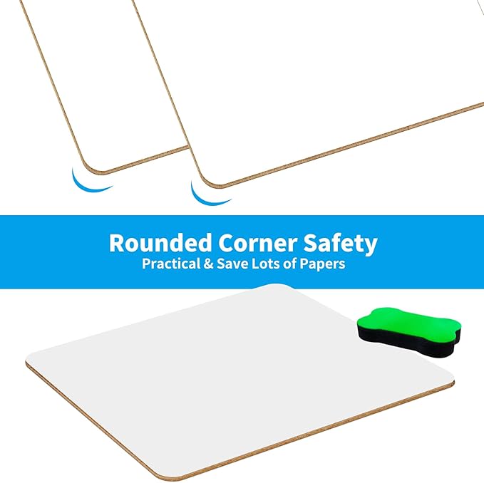 OSIMIG 12 Pack Small White Board Dry Erase, Mini Dry Erase Board 9" x12”, Double Sided Personal Whiteboards with 12 Erasers, White Boards for Students Teachers School Supplies