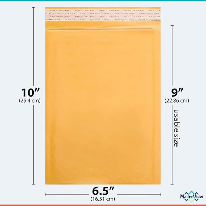 Small Kraft Bubble Mailers 6x10 inch #0 | Self Seal Padded Envelopes | Cushioned Bubble Mailer | Usable Size 6x9 | Lightweight mailing Shipping Bags For Package | 250 Pack Bulk | Made in USA