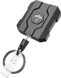 VYNCS Retractable Keychain Badge Holder with Belt Clip, Heavy Duty Carabiner ID Badge Clip Reel, 32” Steel Retractable Cord, 10 oz Rebound，1pcs Black Belt Clip