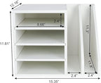 PAG Wood Desktop File Holder Organizer Mail Sorter, White, 15.35" W x 12.16" D x 11.81" H
