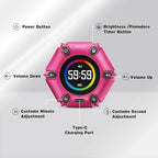 Printers Jack, Visual Pomodoro Timer, Productivity Cube Timer, Mute & Vibration & Adjustable Sound Alert, for Office, ADHD, Study, Work, 3/5/10/25/30/60min & Custom Countdown - Hot Pink