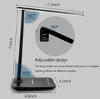 Xicyole Desk lamp,LED Lamp with Wireless Charger,USB Charger Port,Touch Control,3 Color Modes,5 Brightness Levels,Eye-Protecting Table Lamp,Led Lights for Bedroom,Home,Office,Black