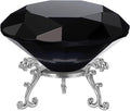 PATIKIL Diamond Crystal Paperweight, 80mm / 3.15" Crystal Paperweight Paper Weight with Silver 19 Metal Base for Home Office Desktop Table Decor Wedding Party Ornaments, Black