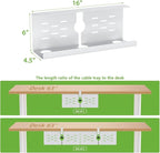 KEEGH 16'' Under Desk Cable Management Tray, Drill Free Clamp/Screws Mount, Sturdy Metal Cable Tray for Place Power Strip, Cord Management Tray Rack, Home, Office, White