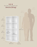 VASAGLE Custos Collection - Bookshelf, Bookcase, Cube Shelf with 8 Compartments, 9.4 x 25.8 x 51 Inches, Storage Shelf, for Living Room, Home Office, Dining Room, Cloud White ULBC424W01