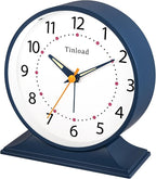 Tinload 4.5" Antique Retro Analog Alarm Clock, Small Silent Bedside Desk Clock with Manual Light, Battery Operated, Snooze, for Living Room, Bedroom, Bedside, Desk(Blue)