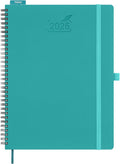 BEZEND 2026 Planner Weekly and Monthly (8.5" x 11" Spiral) Daily Calendar with Hourly Timeslots & Tab (Jan-Dec) Note & Expenses, Pen Holder, Inner Pocket, Vegan Leather Softcover - Turquoise