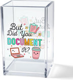 Vgrti But Did You Document It Acrylic Cosmetic Pencil Pen Holder Cup, Funny Office Decor Office Desk Organizer Accessories, Funny Sarcastic Work Gifts for Women Girl Boss Coworker Sister HR Students