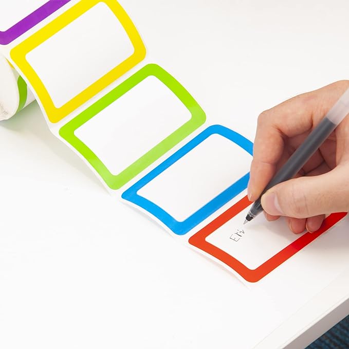 L LIKED 500 Stickers - 3.5" x 2.25"Colors Plain Name tag Labels with Perforated Line for School Office Home (Blank - 500 Labels)