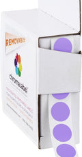 ChromaLabel 0.50 Inch Round Label Removable Color Code Dot Stickers, 1000 Labels per Dispenser Box, Lavender