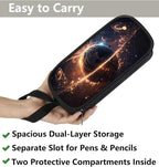 AnySmic Space Pencil Case for Boys and Girls, Large Galaxy Pencil Pouch or Pen Bag for Kids, Polyester Big Capacity Pen Case with 2 Compartments, Double Zipper Organizer, Gifts for School Student