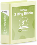 SUNEE 3 Ring Binder 3 Inch 1 Pack, Clear View Binder Three Ring PVC-Free (Fit 8.5x11 Inches) for School or Office Supplies, Light Yellow