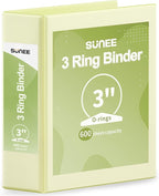 SUNEE 3 Ring Binder 3 Inch 1 Pack, Clear View Binder Three Ring PVC-Free (Fit 8.5x11 Inches) for School or Office Supplies, Light Yellow