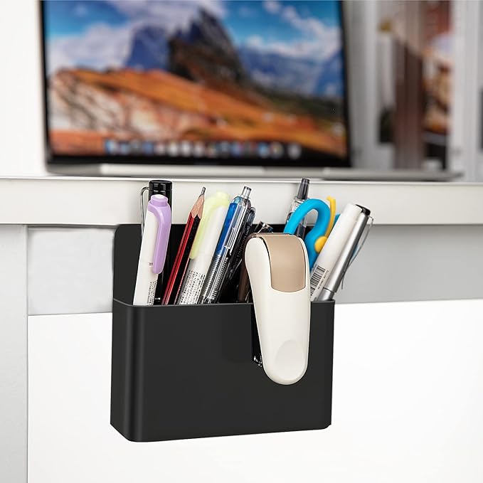 MoKo Pack of 2 Magnetic Dry Erase Marker Holder, Pen Pencil Holder Storage Organizer for Whiteboard, Refrigerator and Other Magnetic Surfaces, Black
