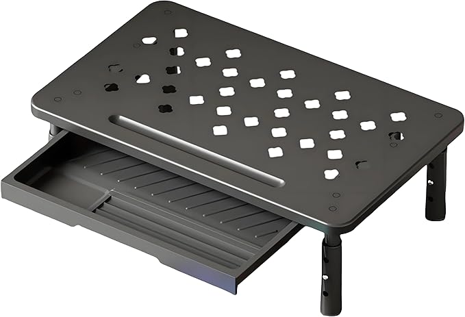 PLENTY MORE Adjustable Ergonomic Monitor Stand with Spacious Storage Shelf - Heavy-Duty Steel for Home Office & Gaming, Reduces Neck/Back Strain, Elevates Screens to Eye Level