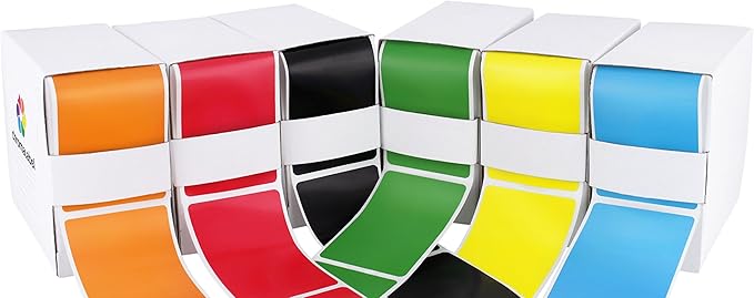 ChromaLabel 2 x 3 inch Standard Color Code Labels, 6 Assorted Colors, 250 Labels per Dispenser Box