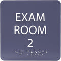 ADA CENTRAL SIGNS - 6" X6" Exam Room 2 Sign - ADA Compliant Tactile Graphics Grade 2 Braille Text Acrylic Wall Signs - Educational Institution Directional Assistance Test Center Door Sign for Schools