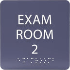 ADA CENTRAL SIGNS - 6" X6" Exam Room 2 Sign - ADA Compliant Tactile Graphics Grade 2 Braille Text Acrylic Wall Signs - Educational Institution Directional Assistance Test Center Door Sign for Schools