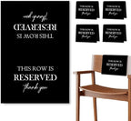 ChissNook Reserved Seating Chair Signs, This Row Is Reserved Pew Cloths Seating Placeholder for Church Pews, Wedding Decorations for Reception Parties Celebrations Event Meetings (Black, 4 PCS)