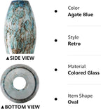 Fixture Replacement Globe Shade,Lampshade for E26 Base 1-5/8 Inch Fitter, Color Art Glass Oval Lampshade Cover for Pendant Kitchen Wall Sconce Chandelier Vanity Light (1, Agate Blue)