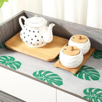 Monstera Shelf Liner for Drawers and Cabinets - Non Adhesive Waterproof Washable Cabinet Liner, Decorative Tropical Leaves Contact Paper for Kitchen Shelves, Pantry, Closet, Fridge