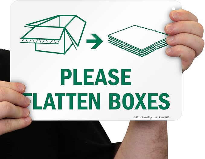 SmartSign Please Flatten Boxes Recycle Label | 7" x 10" Laminated Vinyl Sticker, Made in USA