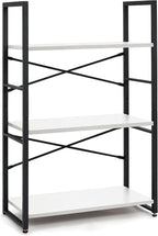 CAPHAUS 3 Tier Small Bookshelf, 24 Inch Width Free Standing Shelf, Bookcase Shelf Storage Organizer, Industrial Book Shelves for Home Office, Living Room, White Shelves & Metal Frame
