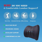 Lofty Aim Lumbar Support Pillow for Car, Memory Foam Lumbar Pillow for Lower Back Pain Relief - Back Cushion for Driving, Chair Support for Car-Office Chair, Wheelchair - Classic Black