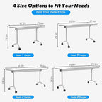 Goakwwuz Conference Room Table, Folding Conference Tables,Thicken Grey Tabletop,Flip Top Wooden Seminar Meeting Room Table for Conference Room Offices (8, White, 70.8”)